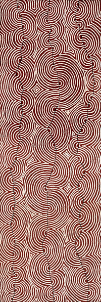 Aboriginal Artwork by Christine Nakamarra Curtis, Mina Mina Jukurrpa, 183x61cm