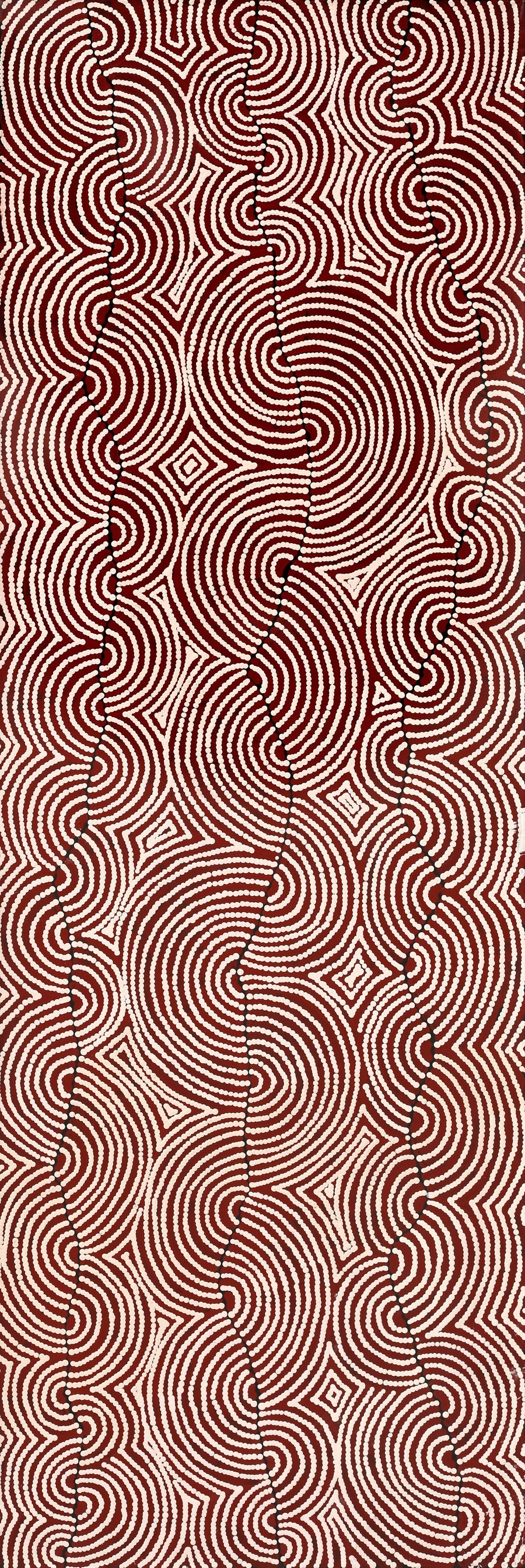 Aboriginal Artwork by Christine Nakamarra Curtis, Mina Mina Jukurrpa, 183x61cm