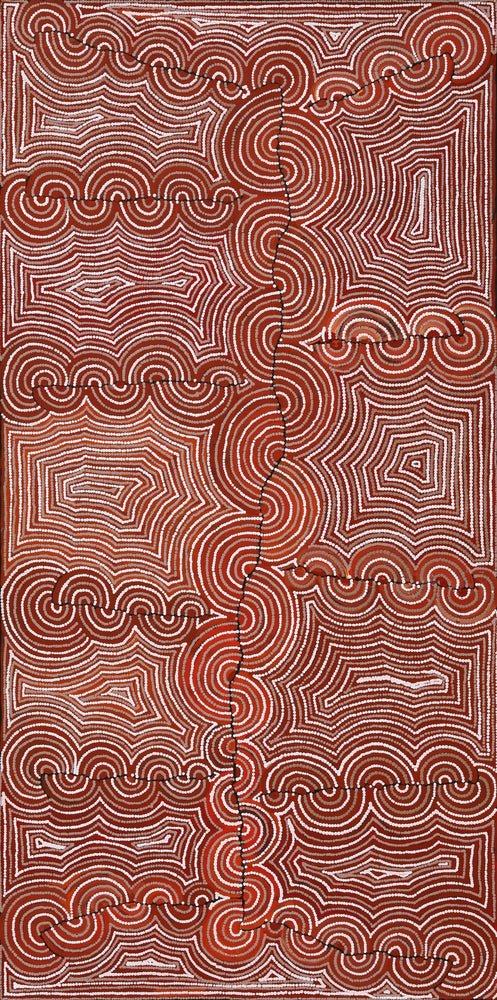 Aboriginal Artwork by Christine Nakamarra Curtis, Mina Mina Jukurrpa, 183x91cm