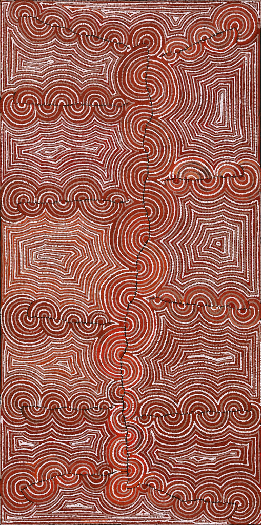 Aboriginal Artwork by Christine Nakamarra Curtis, Mina Mina Jukurrpa, 183x91cm