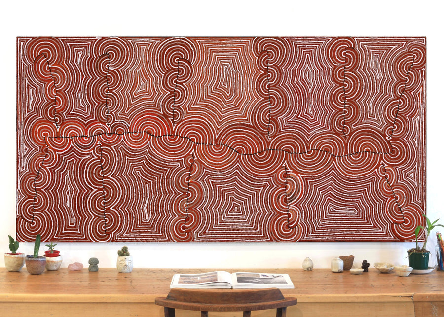 Aboriginal Artwork by Christine Nakamarra Curtis, Mina Mina Jukurrpa, 183x91cm