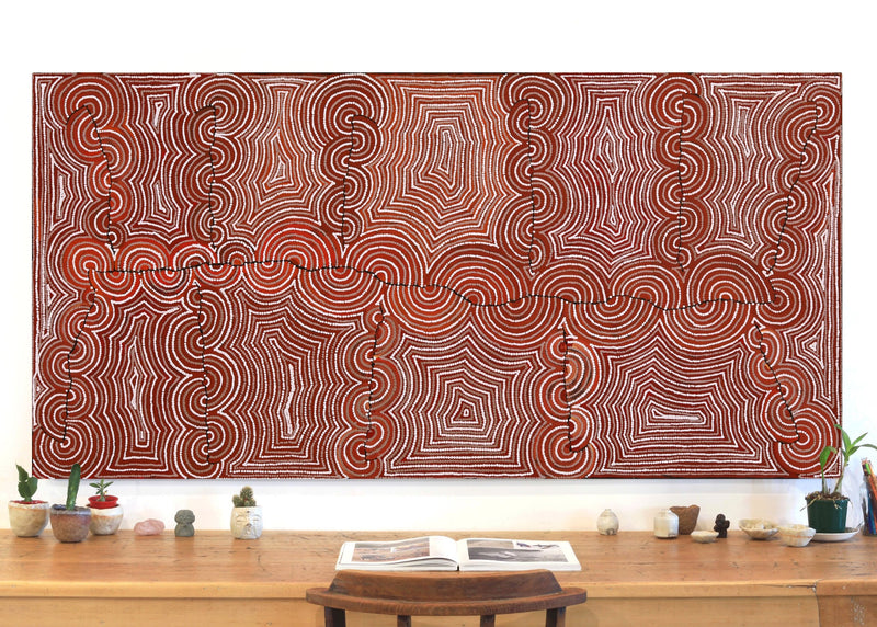 Aboriginal Artwork by Christine Nakamarra Curtis, Mina Mina Jukurrpa, 183x91cm
