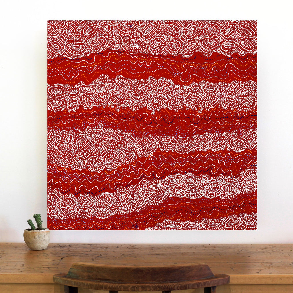 Aboriginal Artwork by Christine Nakamarra Curtis, Mina Mina Jukurrpa, 76x76cm