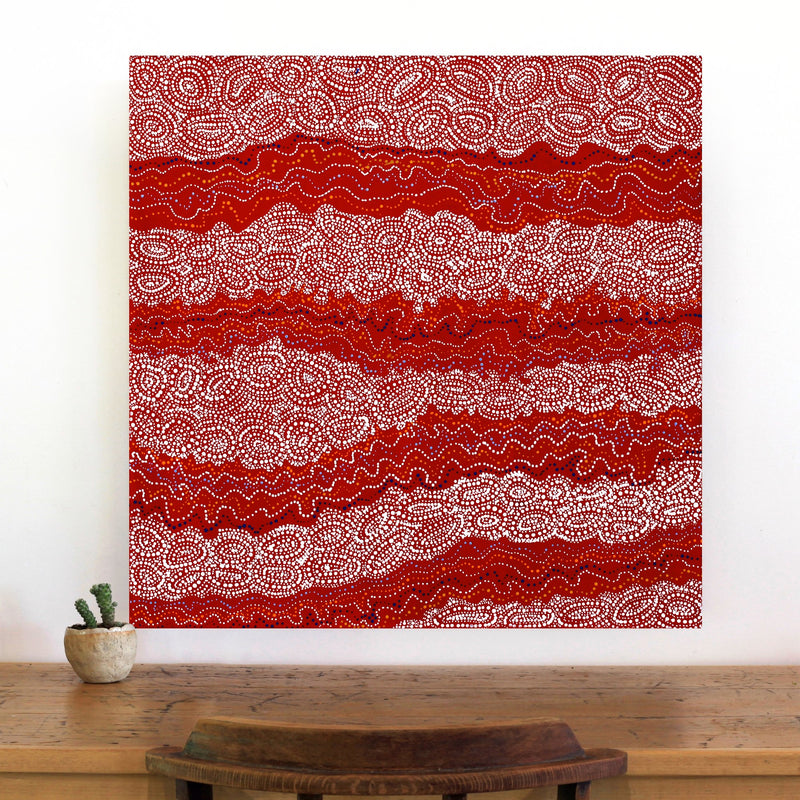 Aboriginal Artwork by Christine Nakamarra Curtis, Mina Mina Jukurrpa, 76x76cm