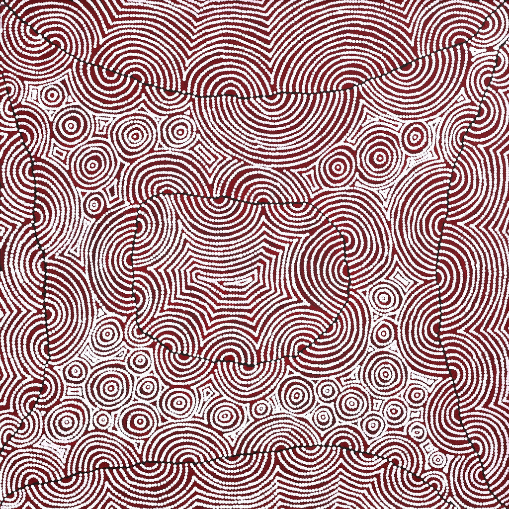 Aboriginal Artwork by Christine Nakamarra Curtis, Mina Mina Jukurrpa, 91x91cm
