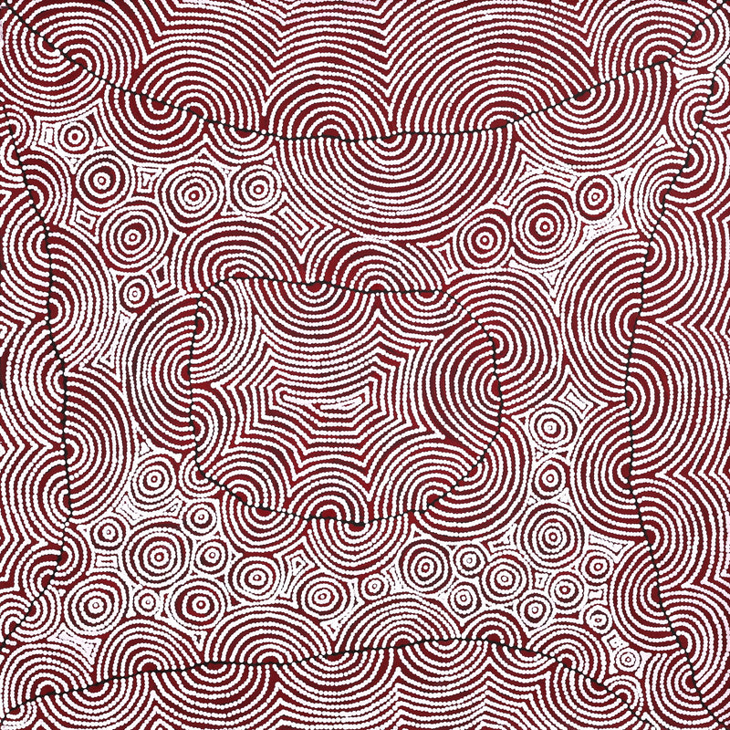 Aboriginal Artwork by Christine Nakamarra Curtis, Mina Mina Jukurrpa, 91x91cm