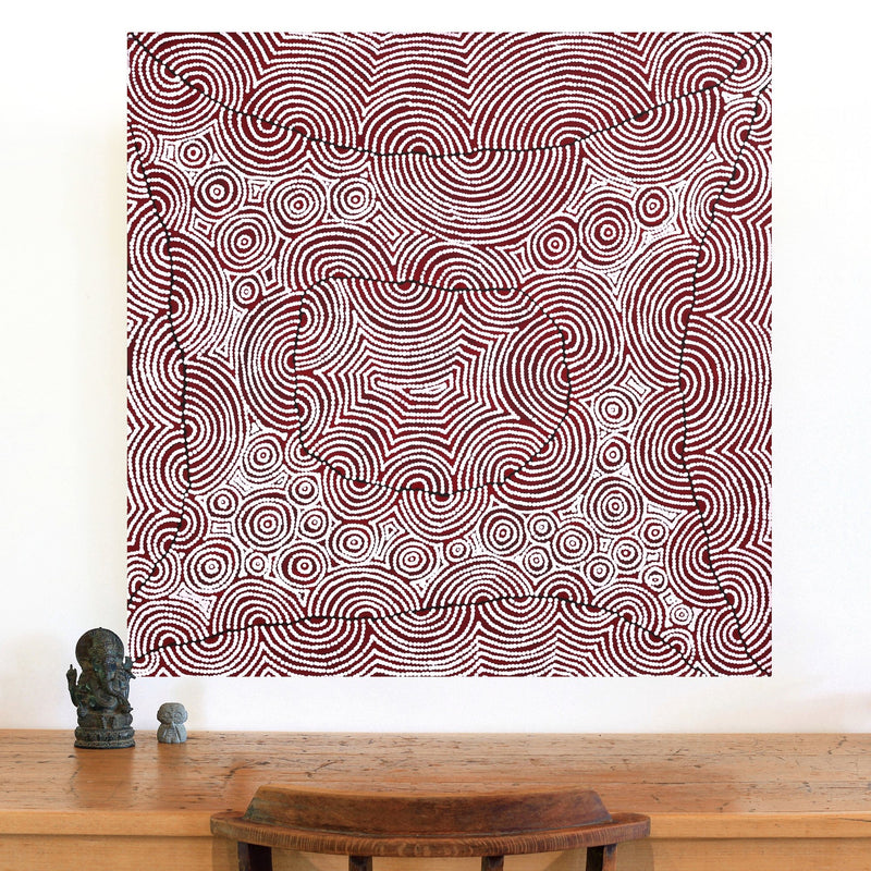 Aboriginal Artwork by Christine Nakamarra Curtis, Mina Mina Jukurrpa, 91x91cm