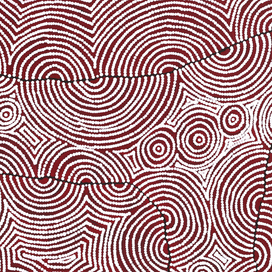 Aboriginal Artwork by Christine Nakamarra Curtis, Mina Mina Jukurrpa, 91x91cm