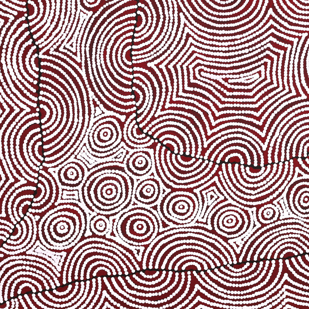 Aboriginal Artwork by Christine Nakamarra Curtis, Mina Mina Jukurrpa, 91x91cm