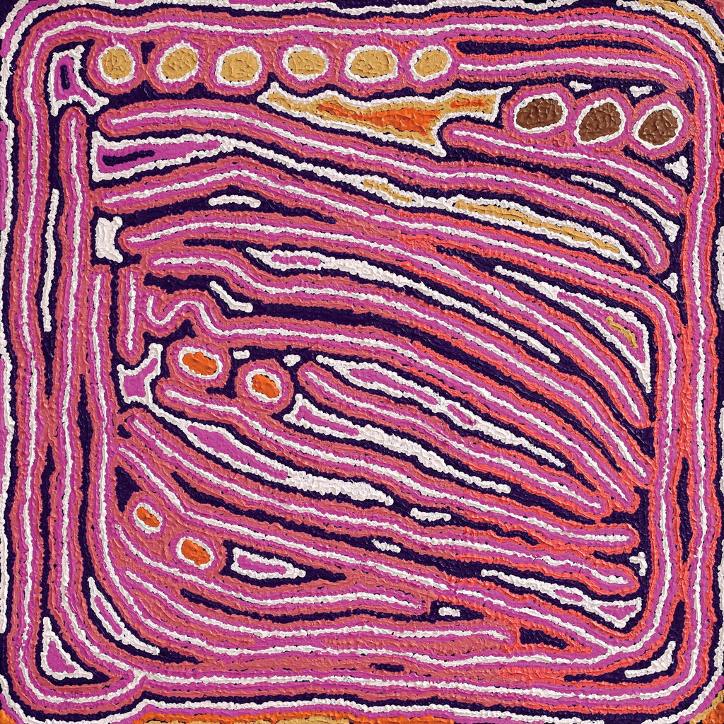 Aboriginal Art by Christine Napanangka Michaels, Lappi Lappi Jukurrpa, 61x61cm - ART ARK®