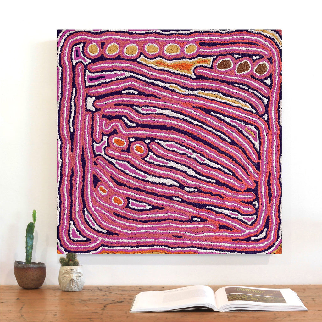 Aboriginal Artwork by Christine Napanangka Michaels, Lappi Lappi Jukurrpa, 61x61cm