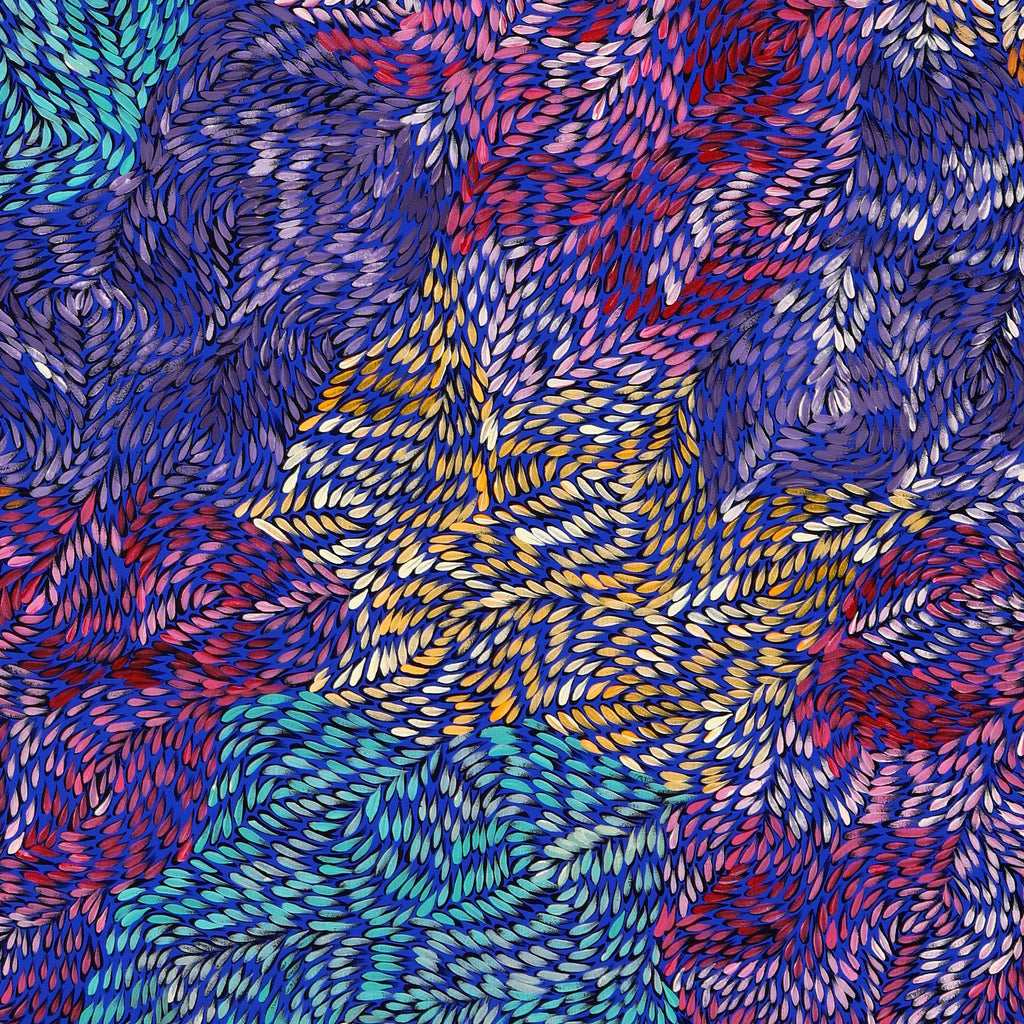 Aboriginal Artwork by Daphne Napurrula Marks, Yalka at Karrkurutinytja (Bush onion Dreaming at Lake Macdonald), 153x92cm
