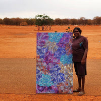 Aboriginal Artwork by Daphne Napurrula Marks, Yalka at Karrkurutinytja (Bush onion Dreaming at Lake Macdonald), 153x92cm