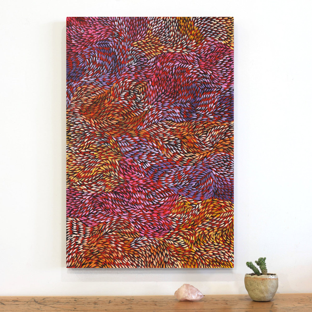 Aboriginal Art by Daphne Napurrula Marks, Yalka at Karrkurutinytja (Bush onion Dreaming at Lake Macdonald), 40x40cm - ART ARK®