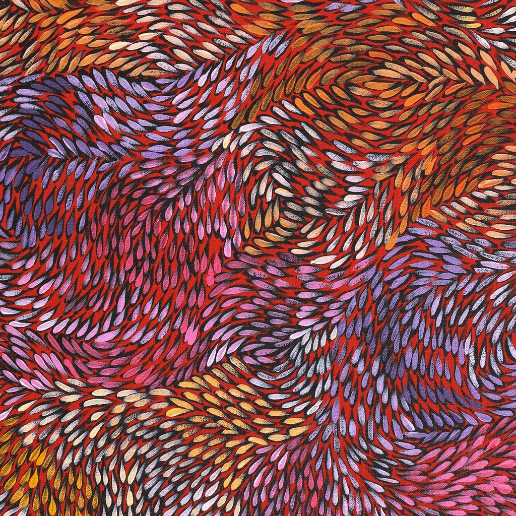 Aboriginal Art by Daphne Napurrula Marks, Yalka at Karrkurutinytja (Bush onion Dreaming at Lake Macdonald), 40x40cm - ART ARK®