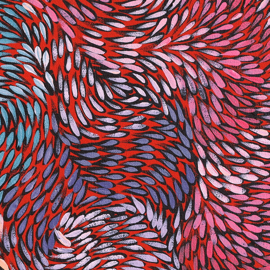 Aboriginal Artwork by Daphne Napurrula Marks, Yalka at Karrkurutinytja (Bush onion Dreaming at Lake Macdonald), 40x40cm