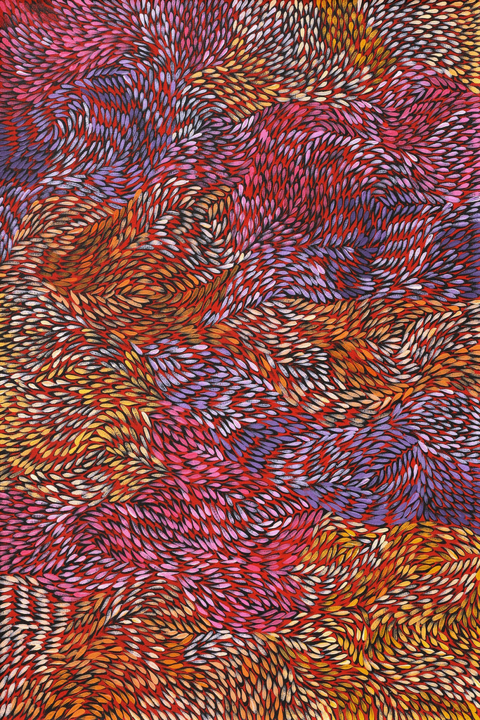 Aboriginal Artwork by Daphne Napurrula Marks, Yalka at Karrkurutinytja (Bush onion Dreaming at Lake Macdonald), 75x50cm
