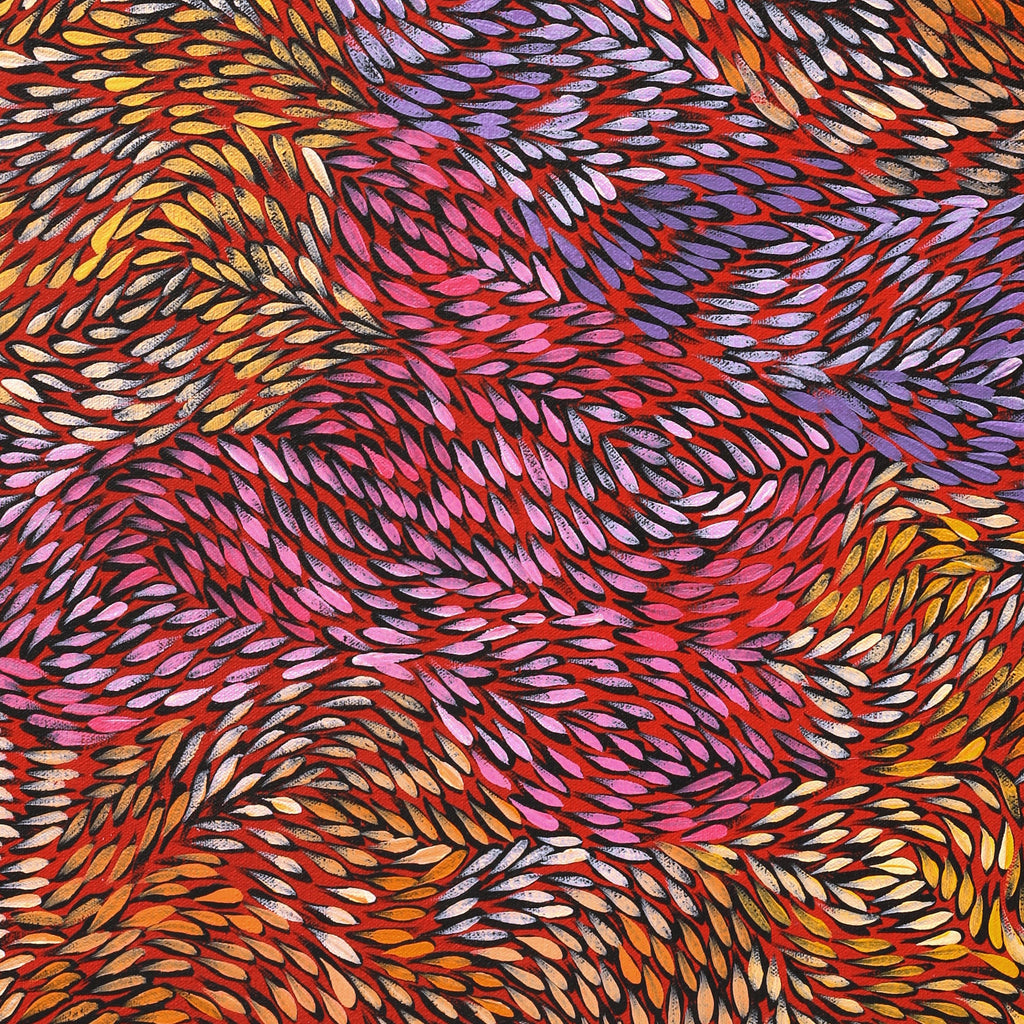 Aboriginal Artwork by Daphne Napurrula Marks, Yalka at Karrkurutinytja (Bush onion Dreaming at Lake Macdonald), 75x50cm