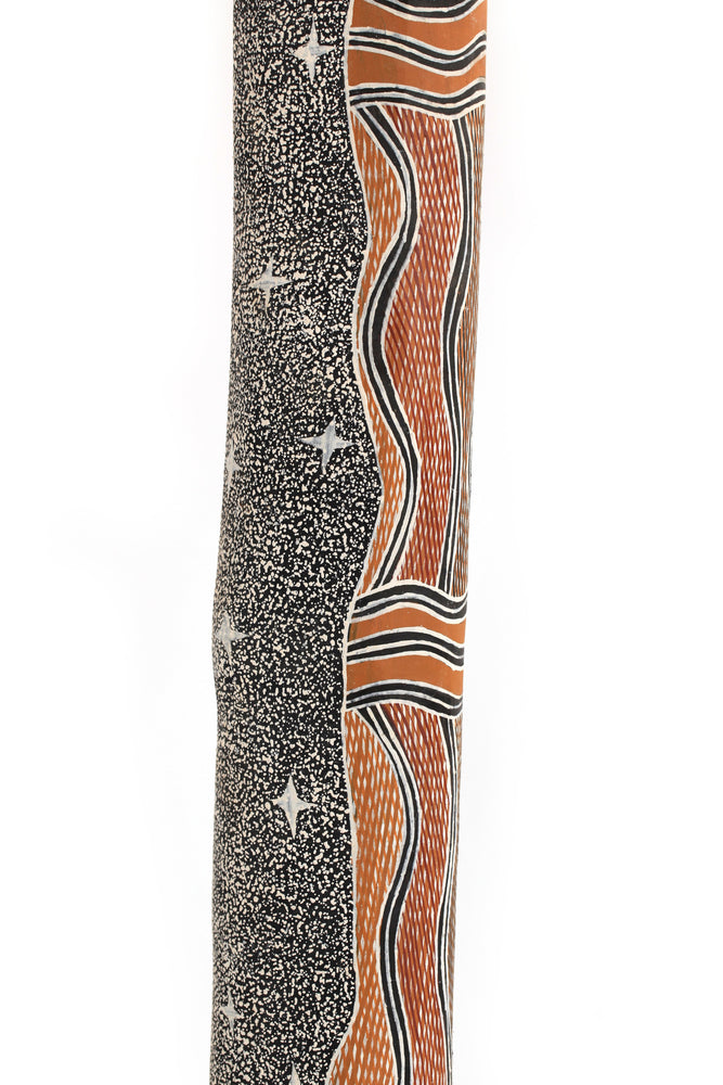 Aboriginal Artwork by Datjuluma Guyula Caroline, Milŋiyawuy, 168cm, Larrakitj