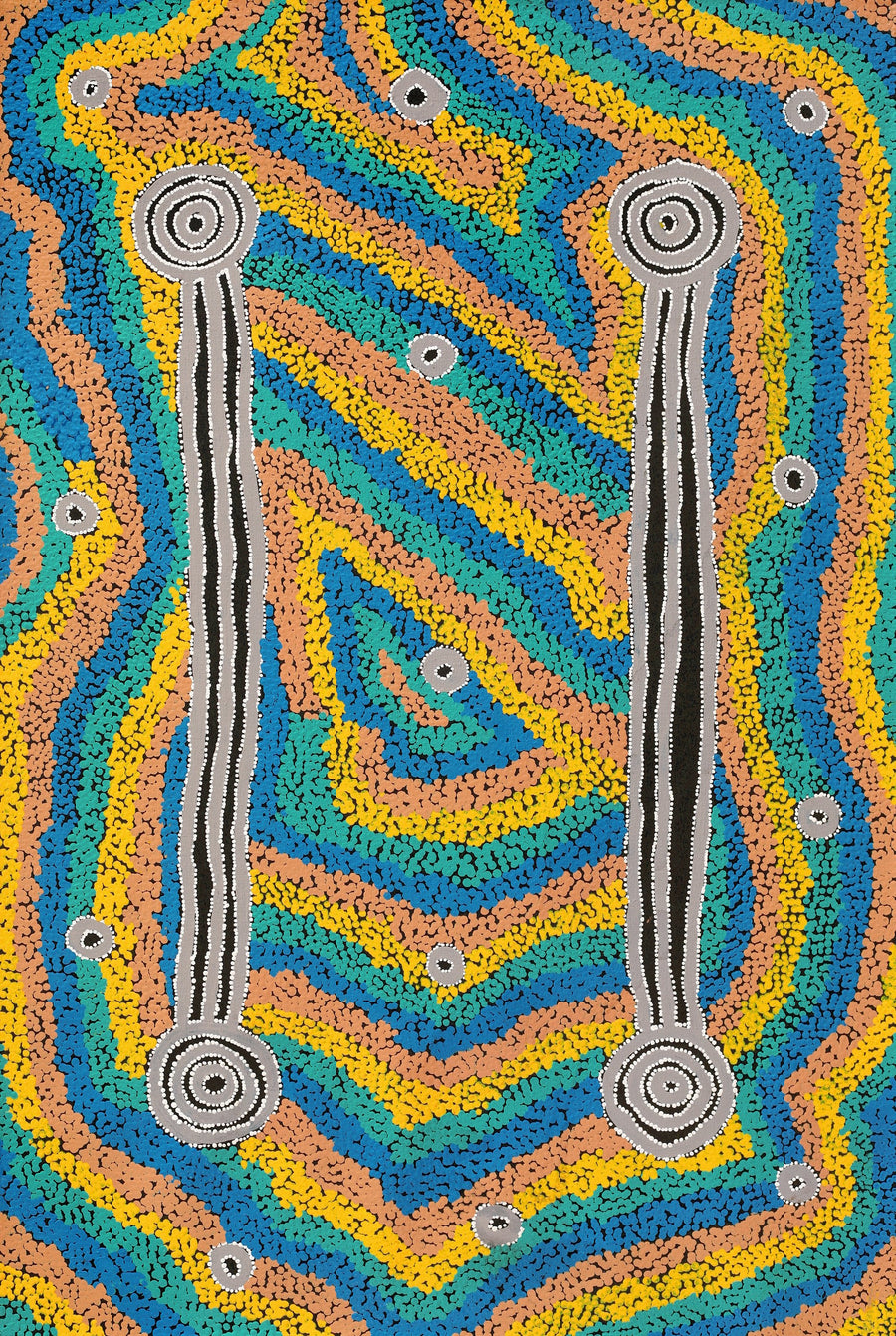 Aboriginal Artwork by Delena Napaljarri Turner, Pikilyi Jukurrpa (Vaughan Springs Dreaming), 91x61cm