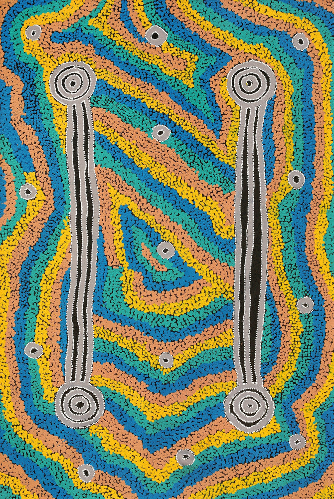 Aboriginal Artwork by Delena Napaljarri Turner, Pikilyi Jukurrpa (Vaughan Springs Dreaming), 91x61cm