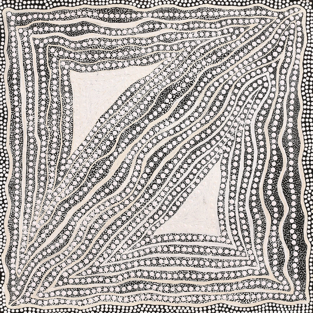 Aboriginal Art by Delvene Napangardi Langdon, Wanakiji Jukurrpa (Bush Tomato Dreaming), 46x46cm - ART ARK®