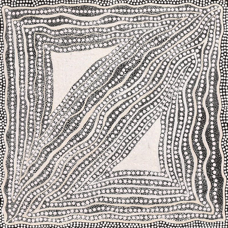 Aboriginal Artwork by Delvene Napangardi Langdon, Wanakiji Jukurrpa (Bush Tomato Dreaming), 46x46cm