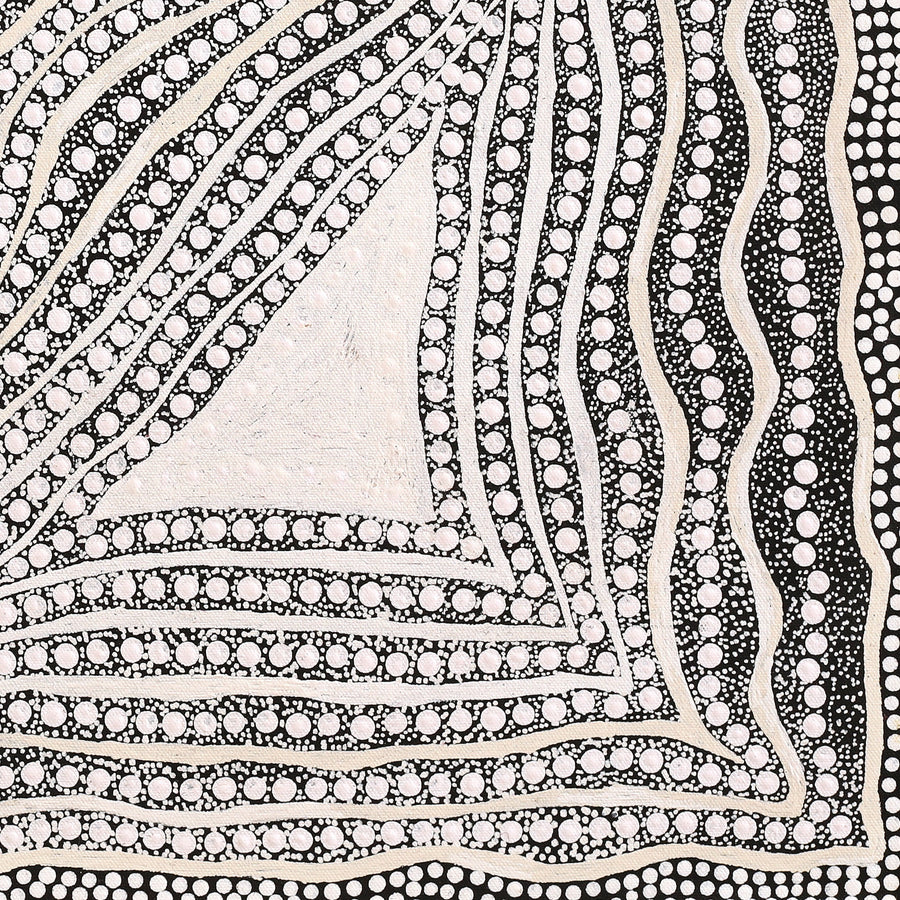 Aboriginal Artwork by Delvene Napangardi Langdon, Wanakiji Jukurrpa (Bush Tomato Dreaming), 46x46cm