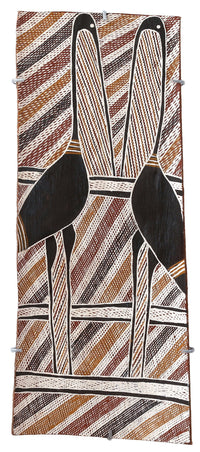 Aboriginal Artwork by Djakaŋu Yunupiŋu, Gany'tjurr, 69x29cm Bark