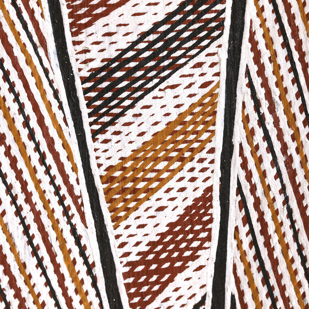 Aboriginal Artwork by Djakaŋu Yunupiŋu, Gany'tjurr, 69x29cm Bark