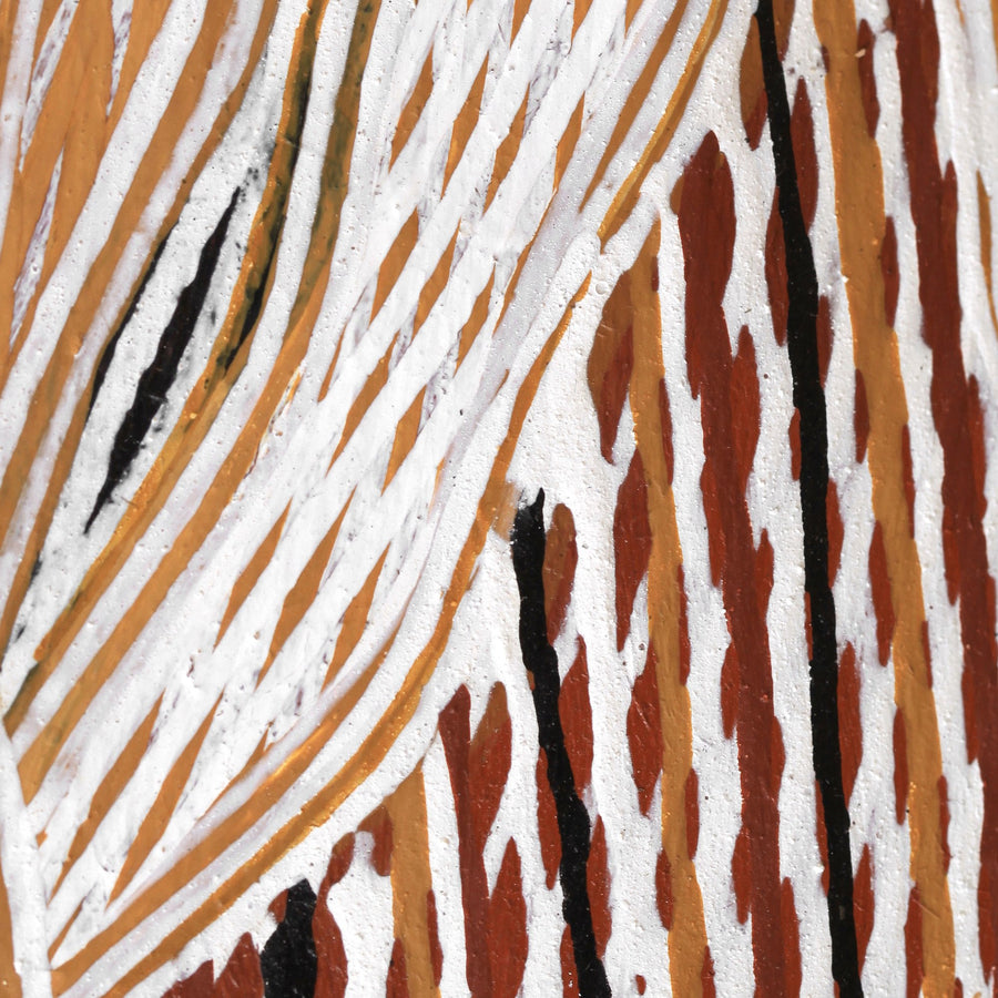 Aboriginal Artwork by Djambawa Marawili AM, Gurtha, 128x75cm Bark