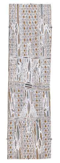 Aboriginal Artwork by Djirrirra Wunuŋmurra Yukuwa, Buyku, 122x33cm Bark