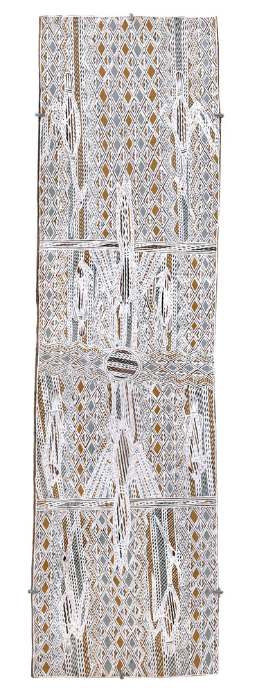 Aboriginal Artwork by Djirrirra Wunuŋmurra Yukuwa, Buyku, 122x33cm Bark