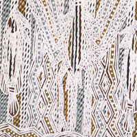 Aboriginal Artwork by Djirrirra Wunuŋmurra Yukuwa, Buyku, 122x33cm Bark