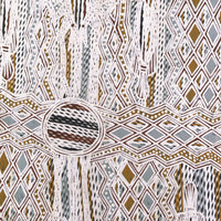 Aboriginal Artwork by Djirrirra Wunuŋmurra Yukuwa, Buyku, 122x33cm Bark