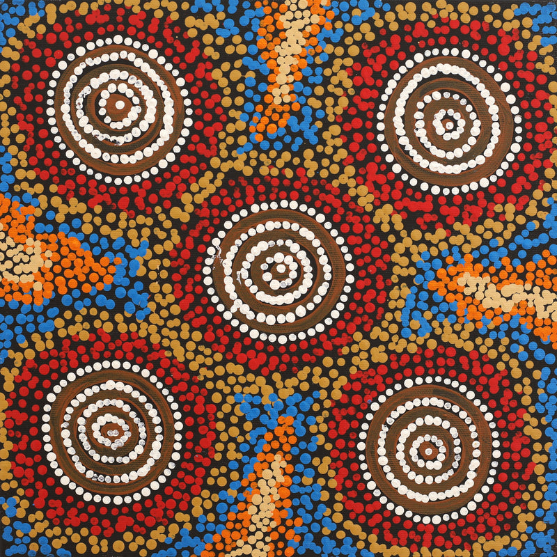 Aboriginal Artwork by Erica Napurrurla Ross, Janganpa Jukurrpa (Brush-tail Possum Dreaming)- Mawurrji, 30x30cm