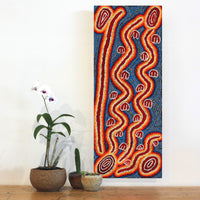 Aboriginal Artwork by Erica Napurrurla Ross, Janganpa Jukurrpa (Brush-tail Possum Dreaming)- Mawurrji, 76x30cm