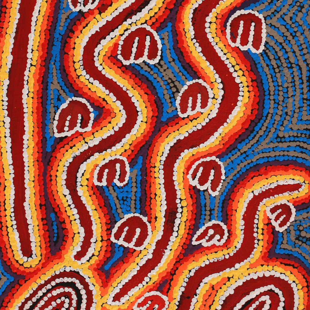 Aboriginal Artwork by Erica Napurrurla Ross, Janganpa Jukurrpa (Brush-tail Possum Dreaming)- Mawurrji, 76x30cm