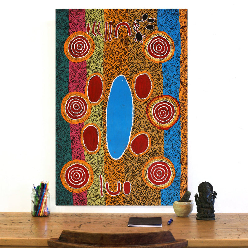Aboriginal Artwork by Erica Napurrurla Ross, Janganpa Jukurrpa (Brush-tail Possum Dreaming)- Mawurrji, 91x61cm