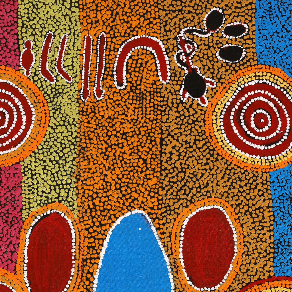 Aboriginal Art by Erica Napurrurla Ross,  Janganpa Jukurrpa (Brush-tail Possum Dreaming)-  Mawurrji, 91x61cm - ART ARK®