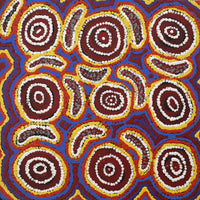 Aboriginal Artwork by Erica Napurrurla Ross, Yarla Jukurrpa (Bush Potato Dreaming) - Cockatoo Creek, 30x30cm