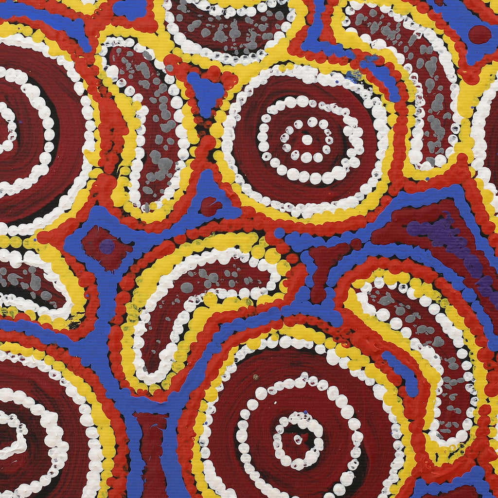 Aboriginal Art by Erica Napurrurla Ross, Yarla Jukurrpa (Bush Potato Dreaming) - Cockatoo Creek, 30x30cm - ART ARK®