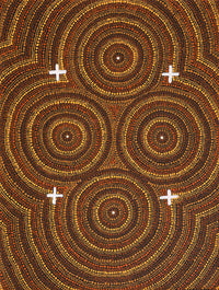 Aboriginal Artwork by Erlinda Napaljarri Gallagher, Ngatijirri Jukurrpa (Budgerigar Dreaming), 61x46cm