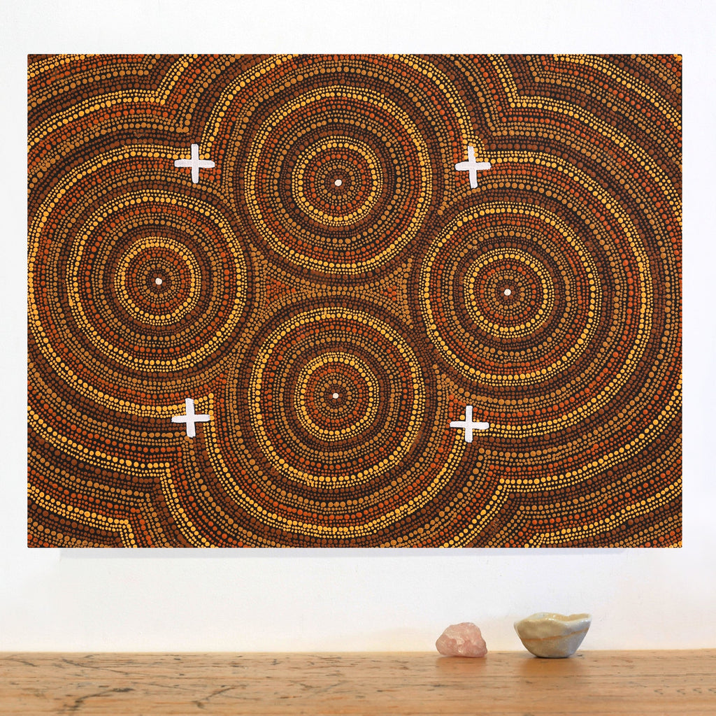 Aboriginal Artwork by Erlinda Napaljarri Gallagher, Ngatijirri Jukurrpa (Budgerigar Dreaming), 61x46cm