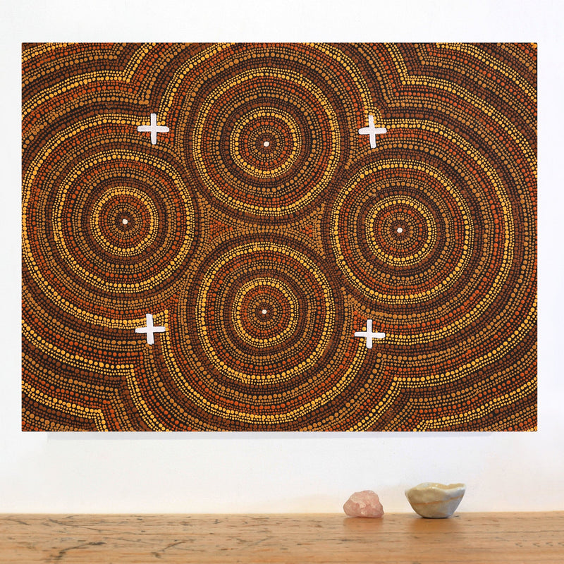 Aboriginal Artwork by Erlinda Napaljarri Gallagher, Ngatijirri Jukurrpa (Budgerigar Dreaming), 61x46cm