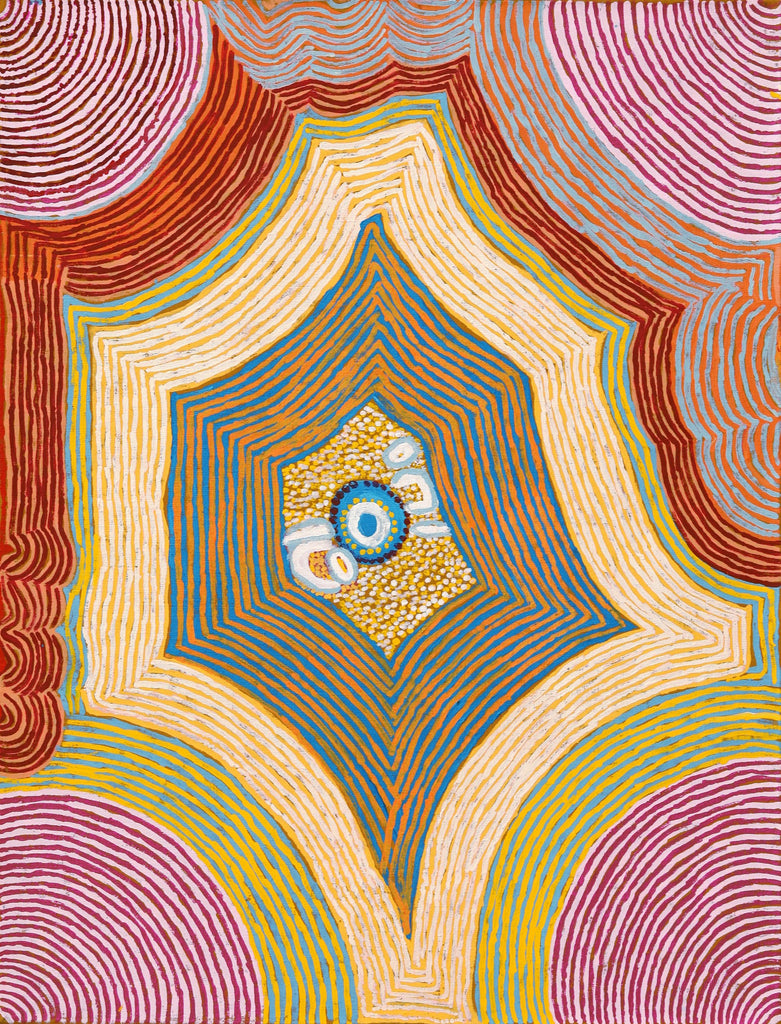 Aboriginal Artwork by Eunice Napanangka Jack, Deep Waterhole - Tjukurrla, 101x77cm