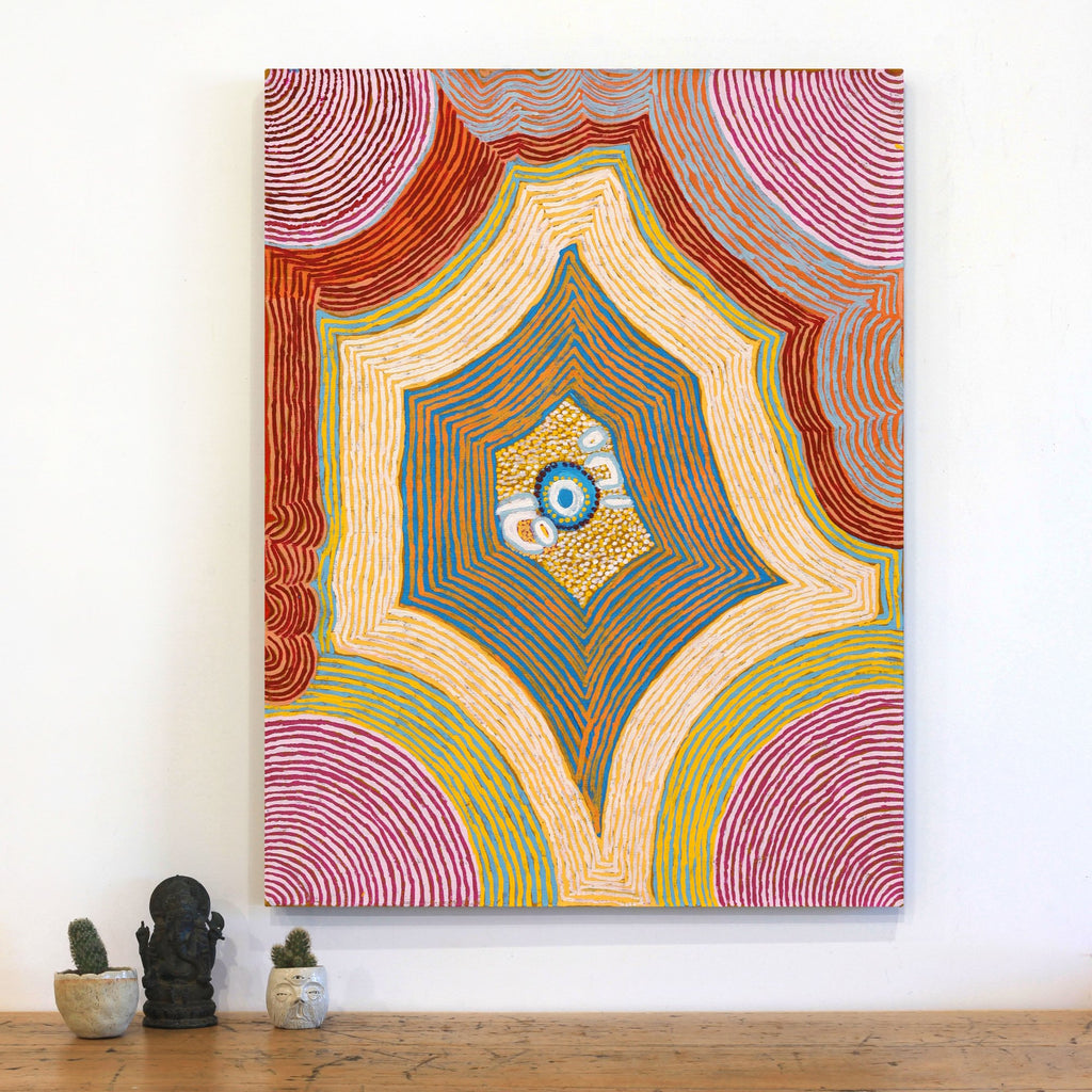 Aboriginal Artwork by Eunice Napanangka Jack, Deep Waterhole - Tjukurrla, 101x77cm