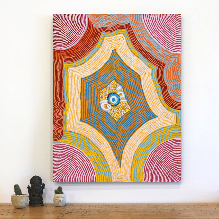 Aboriginal Artwork by Eunice Napanangka Jack, Deep Waterhole - Tjukurrla, 101x77cm