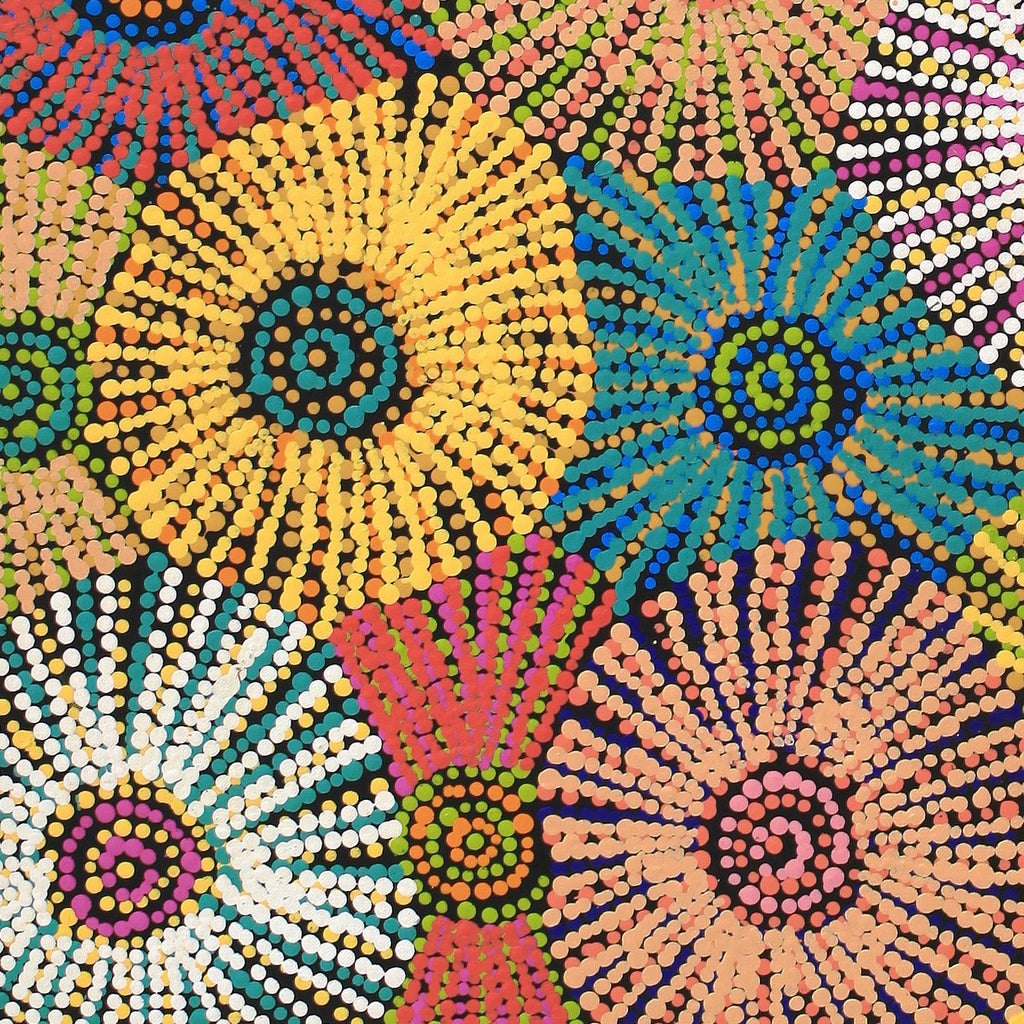 Aboriginal Artwork by Evelyn Nangala Robertson, Ngapa Jukurrpa (Water Dreaming) - Puyurru, 76x46cm
