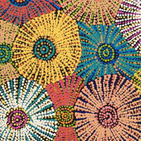 Aboriginal Artwork by Evelyn Nangala Robertson, Ngapa Jukurrpa (Water Dreaming) - Puyurru, 76x46cm